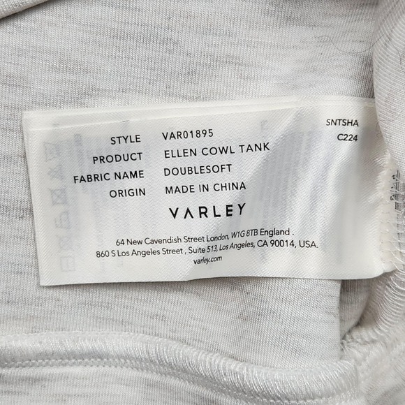 Varley Ellen Cowl Tank Top Womens Large White DoubleSoft Cowl Neck Lightweight - Picture 5 of 10